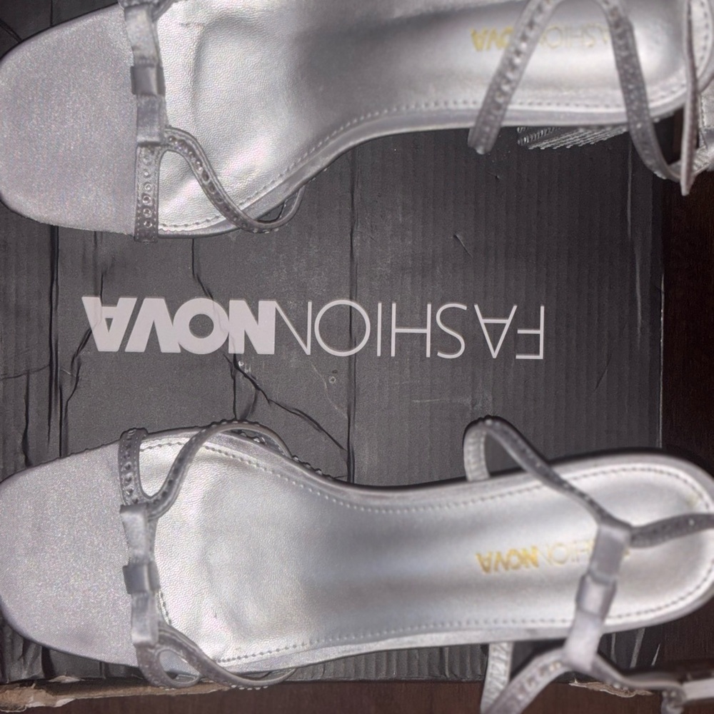 Fashion Nova Metallic Silver Heels
